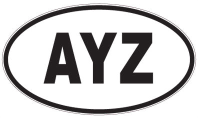 AYZ - 3 Letter Initials Oval Sticker