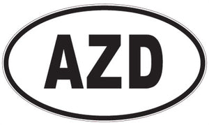 AZD - 3 Letter Initials Oval Sticker