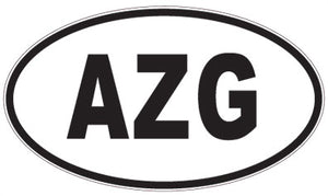 AZG - 3 Letter Initials Oval Sticker