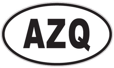 AZQ - 3 Letter Initials Oval Sticker