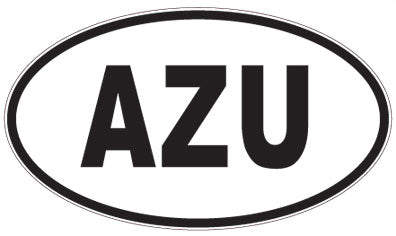AZU - 3 Letter Initials Oval Magnet
