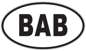 BAB - 3 Letter Initials Oval Sticker