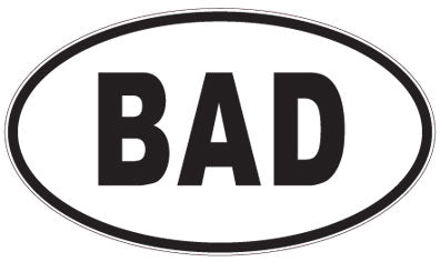 BAD - 3 Letter Initials Oval Sticker