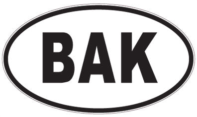 BAK - 3 Letter Initials Oval Sticker