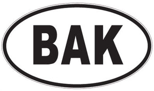 BAK - 3 Letter Initials Oval Sticker