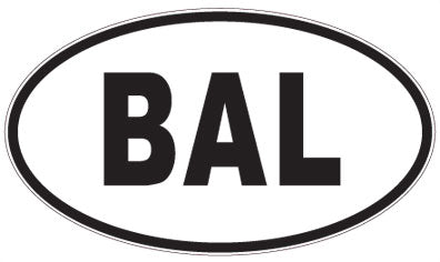 BAL - 3 Letter Initials Oval Sticker
