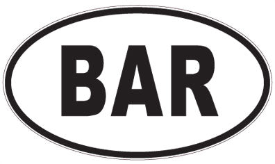 BAR - 3 Letter Initials Oval Sticker