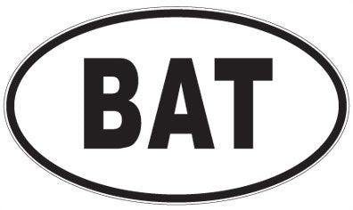 BAT - 3 Letter Initials Oval Sticker