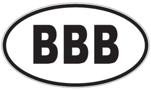 BBB - 3 Letter Initials Oval Sticker