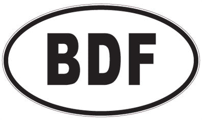 BDF - 3 Letter Initials Oval Sticker