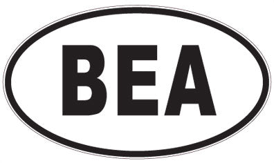 BEA - 3 Letter Initials Oval Sticker