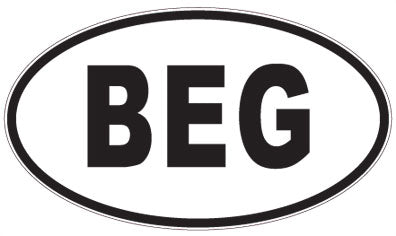 BEG - 3 Letter Initials Oval Sticker