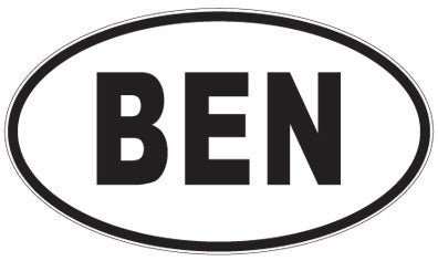 BEN - 3 Letter Initials Oval Sticker