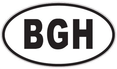 BGH - 3 Letter Initials Oval Sticker