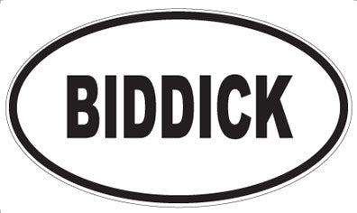 BIDDICK - Oval Magnet
