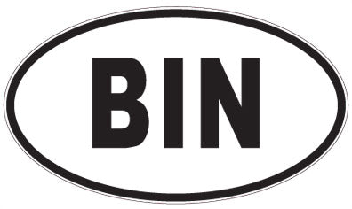BIN - 3 Letter Initials Oval Sticker
