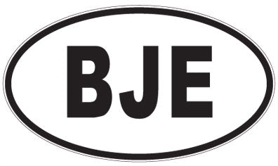 BJE - 3 Letter Initials Oval Sticker