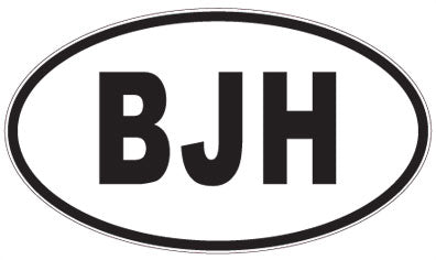 BJH - 3 Letter Initials Oval Sticker