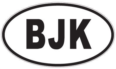 BJK - 3 Letter Initials Oval Sticker