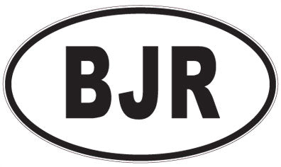 BJR - 3 Letter Initials Oval Sticker