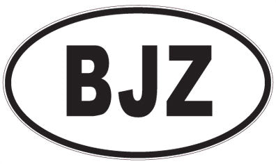 BJZ - 3 Letter Initials Oval Sticker