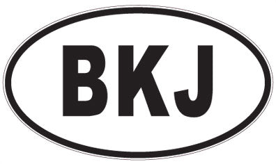 BKJ - 3 Letter Initials Oval Sticker