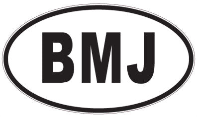 BMJ - 3 Letter Initials Oval Sticker