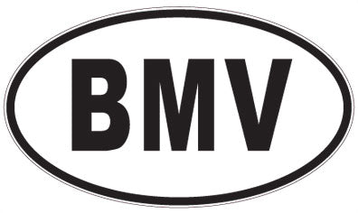 BMV - 3 Letter Initials Oval Sticker