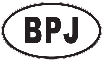 BPJ - 3 Letter Initials Oval Sticker