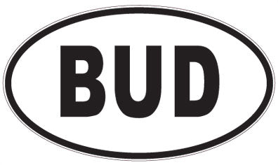 BUD - 3 Letter Initials Oval Sticker