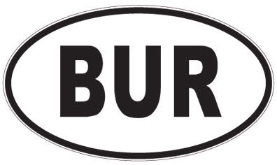 BUR - 3 Letter Initials Oval Sticker