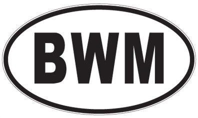 BWM - 3 Letter Initials Oval Sticker