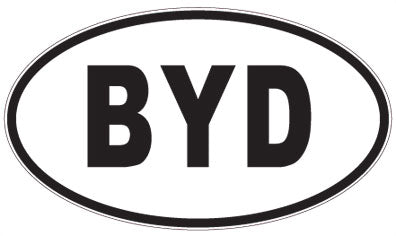 BYD - 3 Letter Initials Oval Sticker