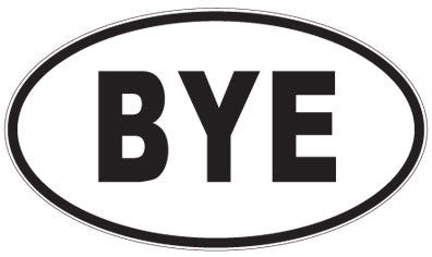 BYE - 3 Letter Initials Oval Sticker