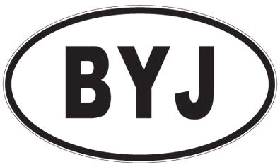 BYJ - 3 Letter Initials Oval Sticker