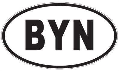 BYN - 3 Letter Initials Oval Sticker