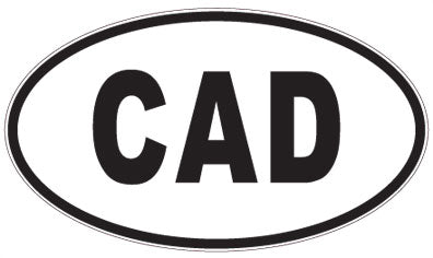 CAD - 3 Letter Initials Oval Sticker