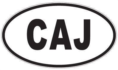 CAJ - 3 Letter Initials Oval Sticker