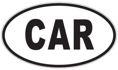 CAR - 3 Letter Initials Oval Sticker