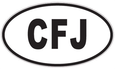 CFJ - 3 Letter Initials Oval Sticker