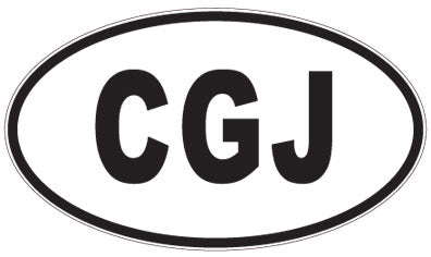 CGJ - 3 Letter Initials Oval Sticker