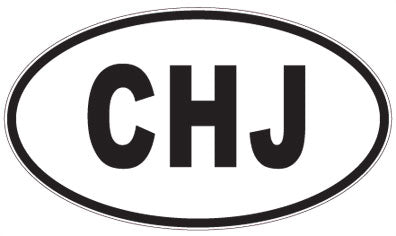 CHJ - 3 Letter Initials Oval Sticker