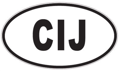 CIJ - 3 Letter Initials Oval Sticker