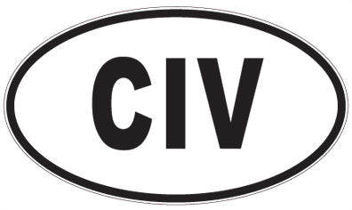 CIV - 3 Letter Initials Oval Sticker