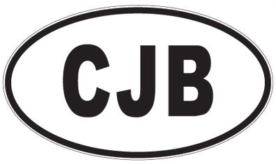 CJB - 3 Letter Initials Oval Sticker