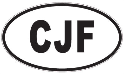 CJF - 3 Letter Initials Oval Sticker