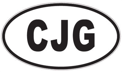 CJG - 3 Letter Initials Oval Sticker
