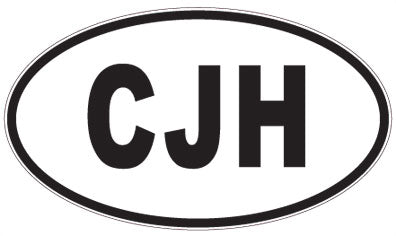 CJH - 3 Letter Initials Oval Sticker
