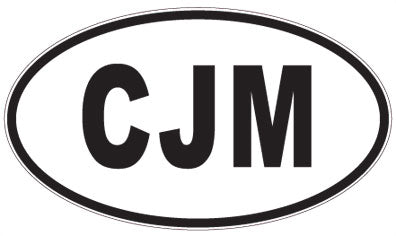 CJM - 3 Letter Initials Oval Sticker