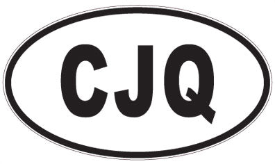 CJQ - 3 Letter Initials Oval Sticker